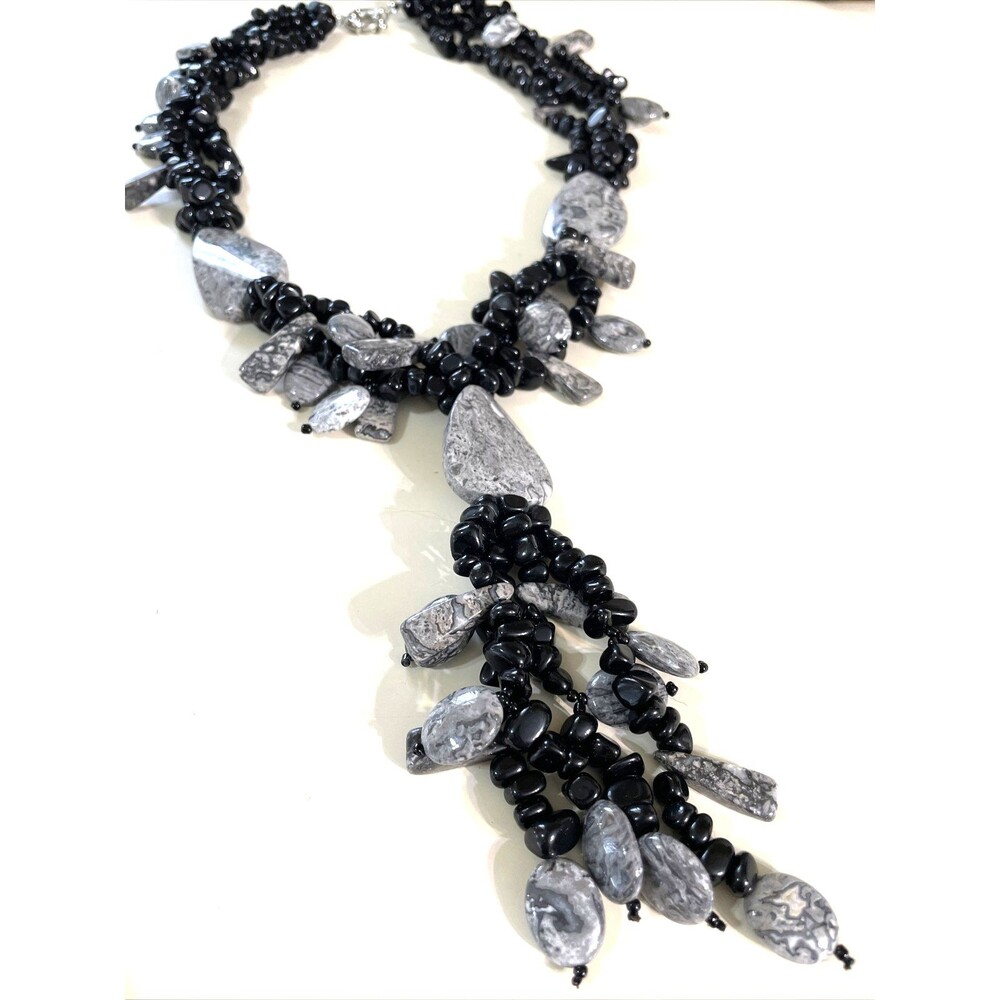 Multi Strand Onyx Necklace Gemstone Jewelry